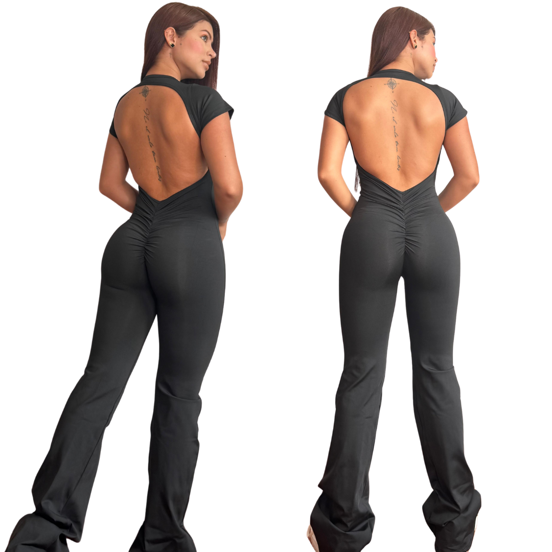 ENTERIZO BOTA CAMPANA MANGA PUSH UP NEGRO 5882