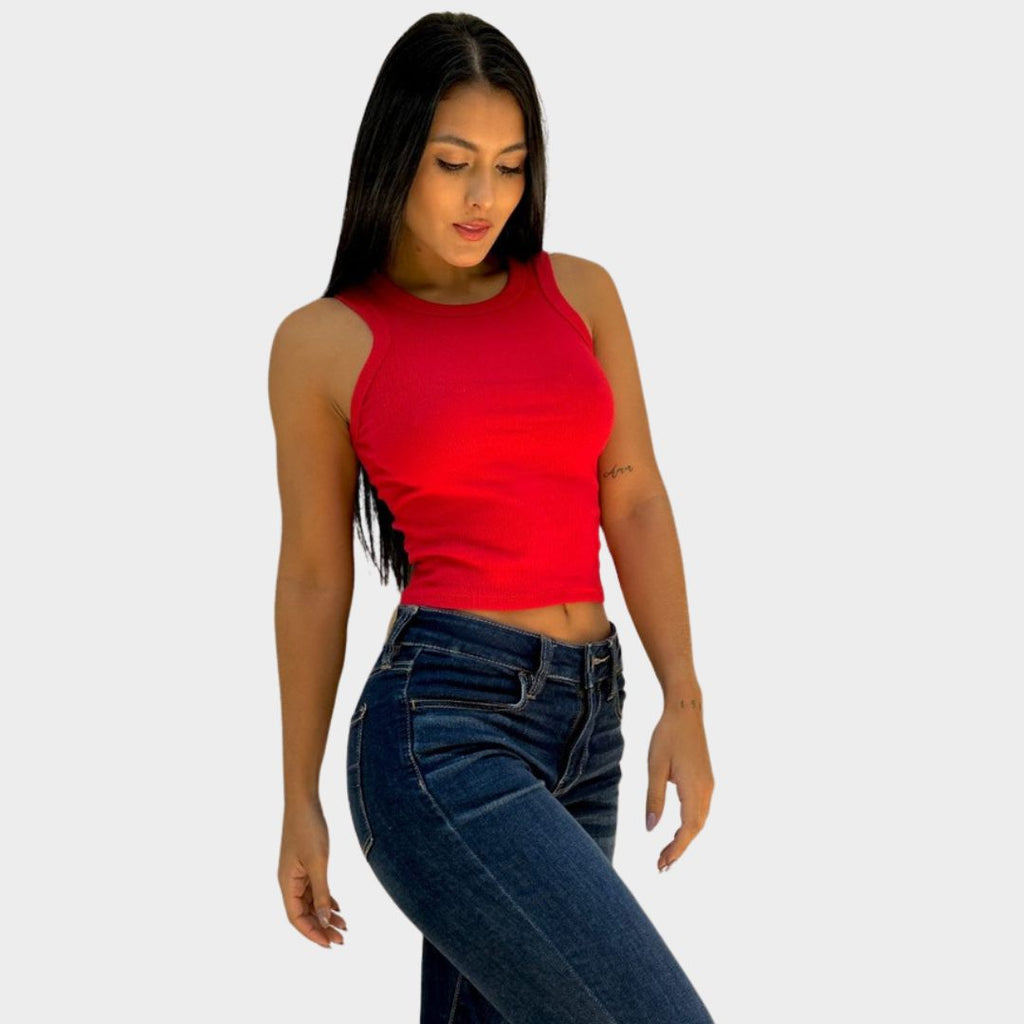 BLUSA BASIC RIB LOVE ROJO