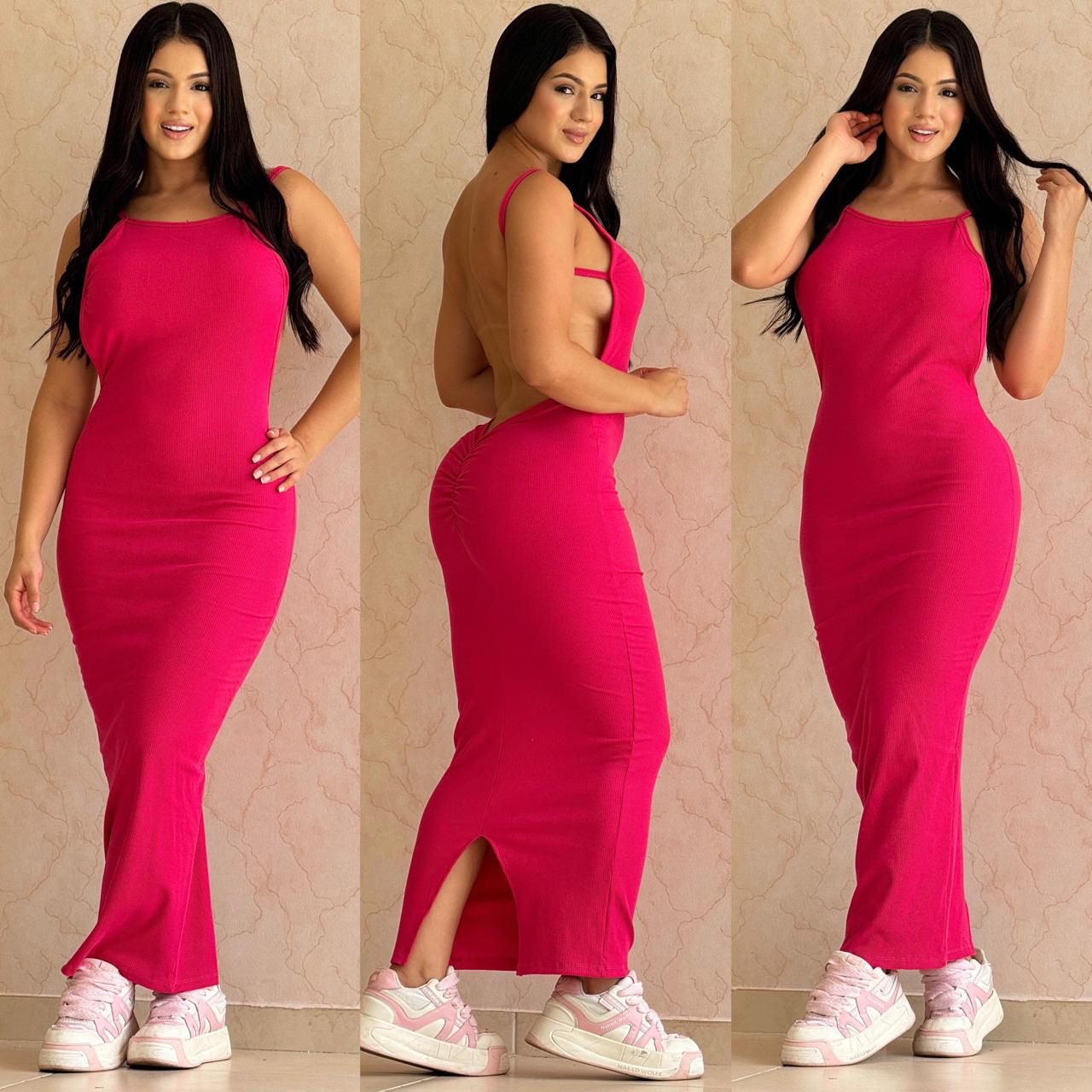 VESTIDO RIB PUSH UP COLOR FUCSIA
ID: 5634